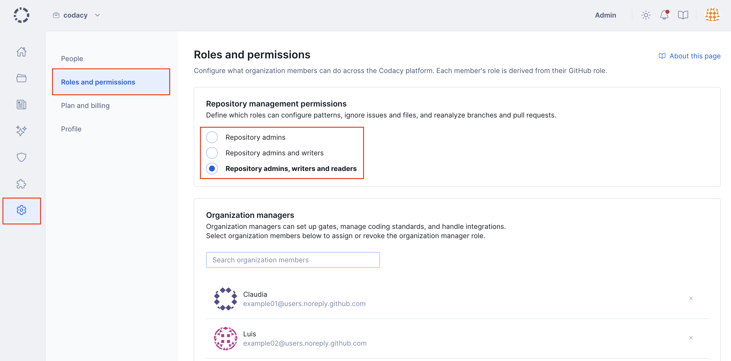 Configuring repository management permissions